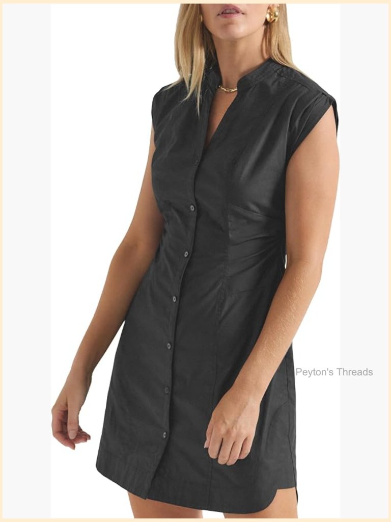 Utility Dress With Cap Sleeves And Button Front